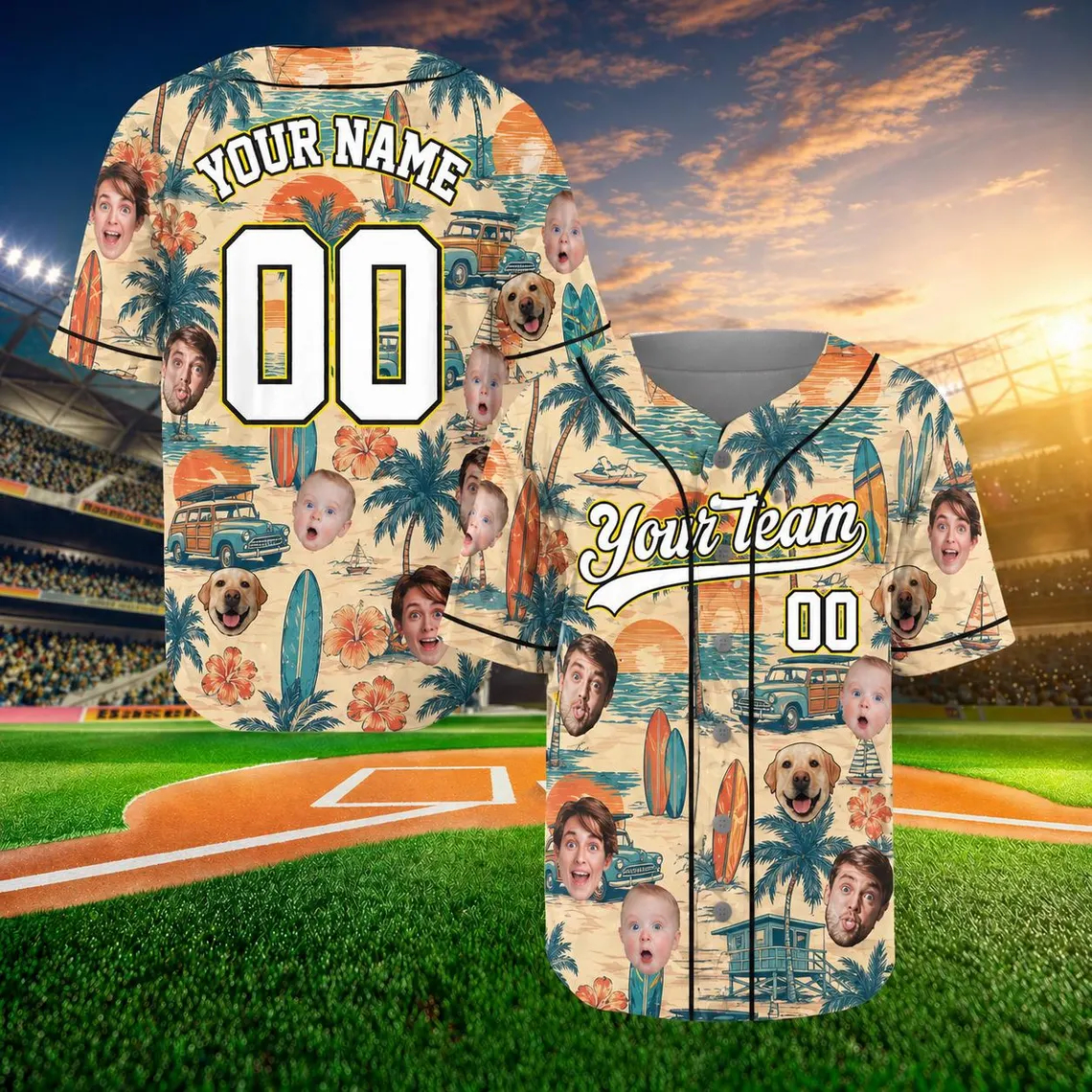 3D Printing Foto - Custom Face Photo Beach Baseball Jersey