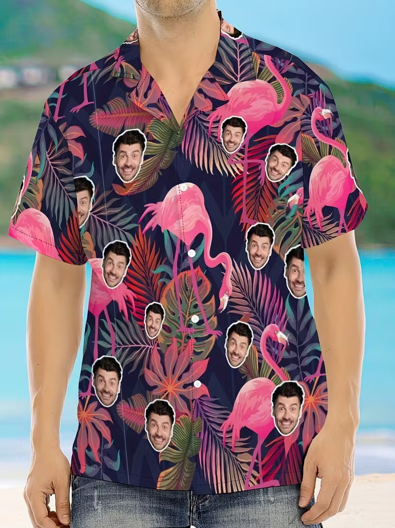 3D Printing Foto - Custom Face Pink Flamingo Print Hawaiian