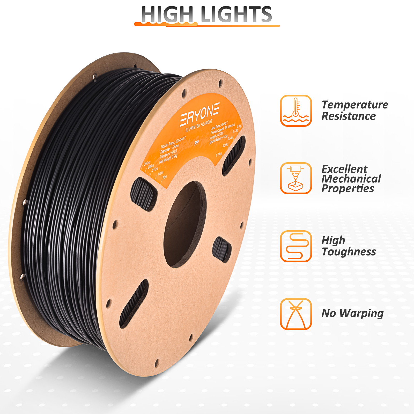 3D Printing Fdm - ERYONE Promotion PP Filament Excellent Fluidity