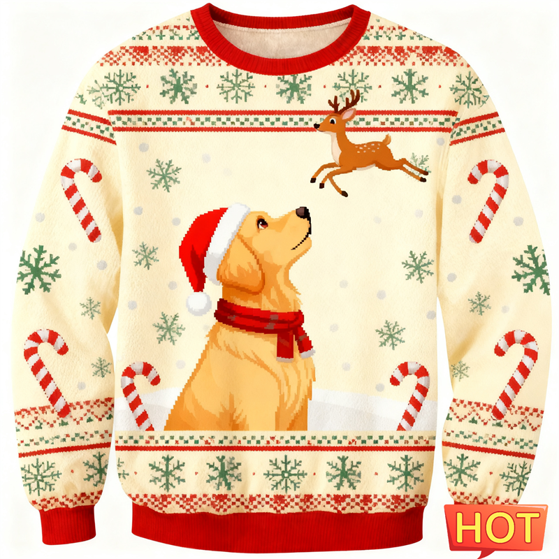 3D Printing Xmas - 2026 New Golden Retriever Graphic Ugly