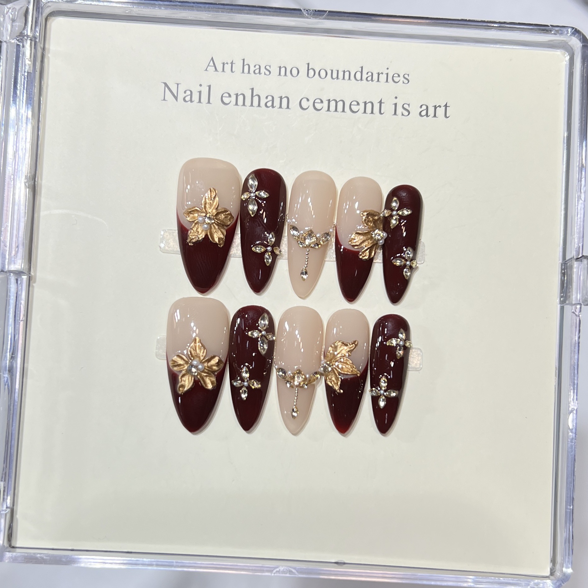 3D Printing Nails - 10Pcs Handmade Elegant French Detachable Fake