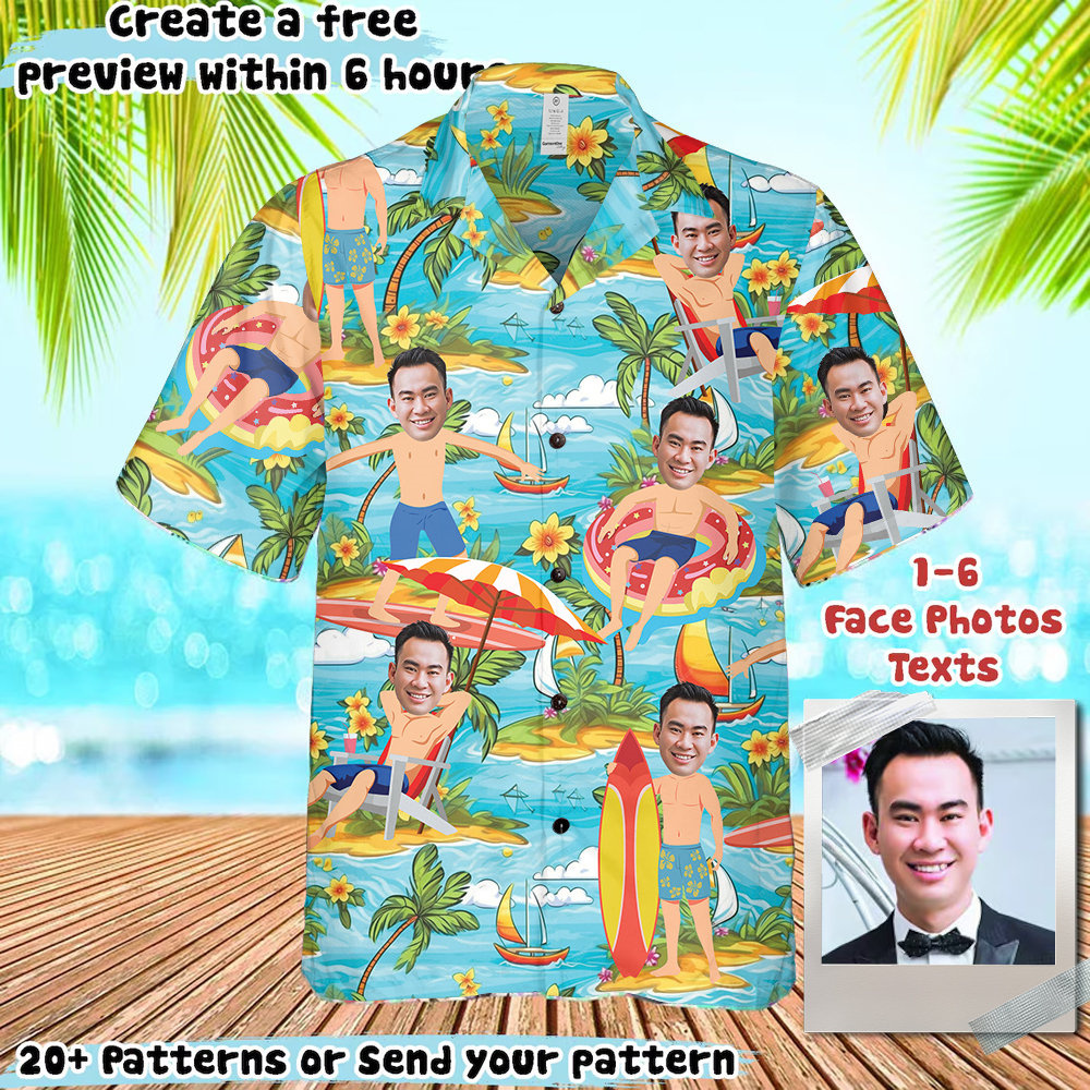 3D Printing Foto - Personalized Photo Hawaiian Cartoon Shirts Custom