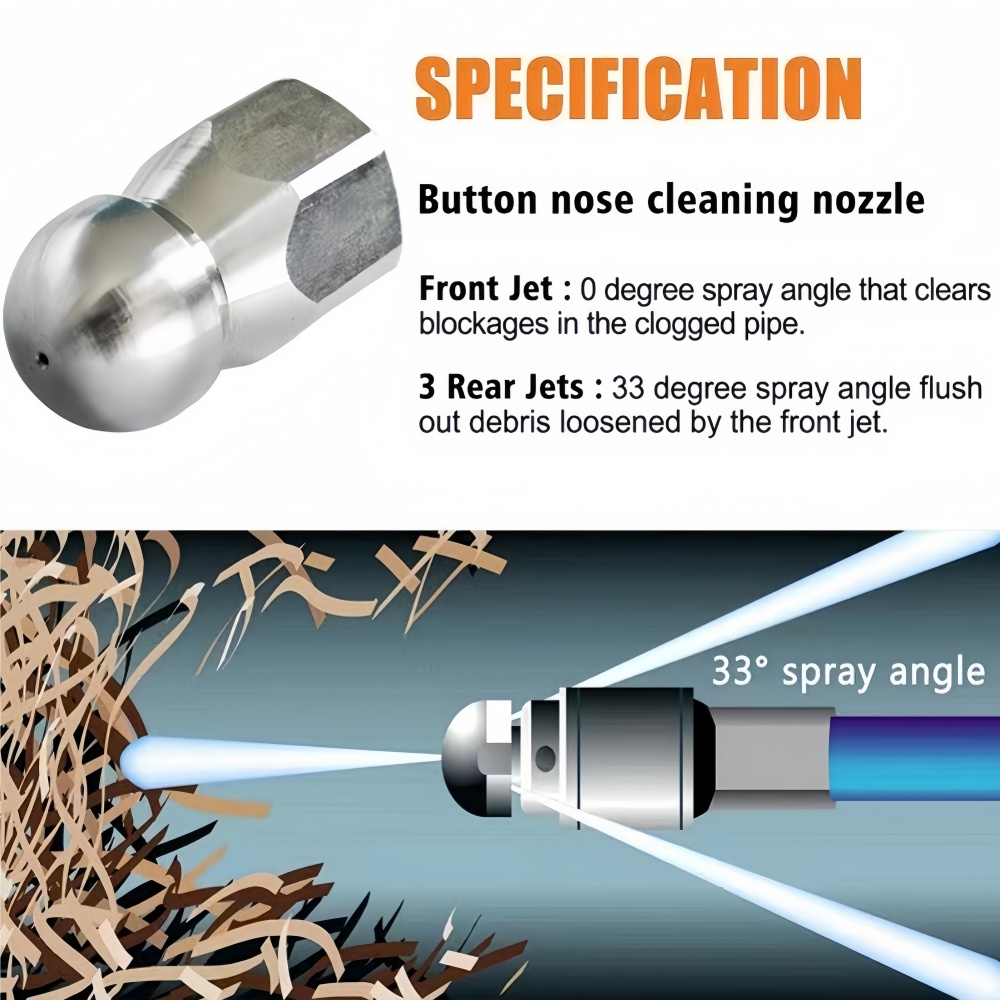 0.5~50m Sewer Cleaning Hose Hi - огляд і ціна Nozzle Cleaning Kit