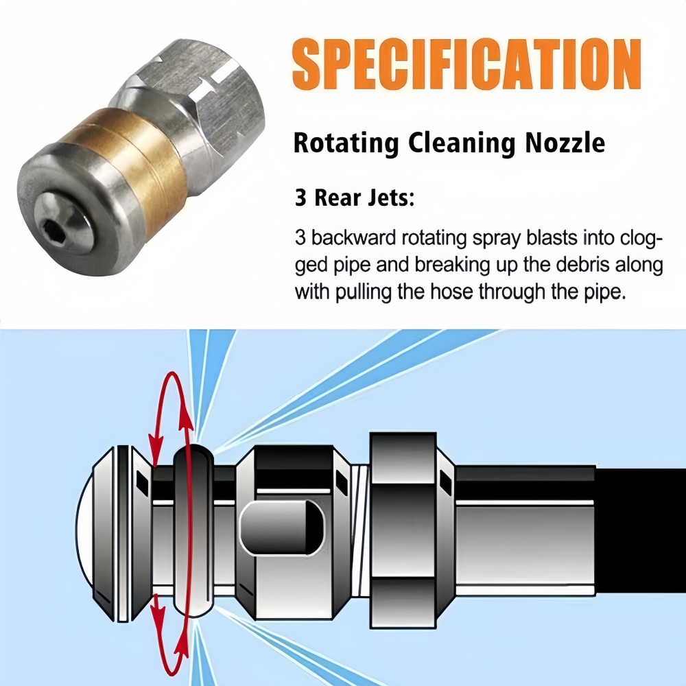 0.5~50m Sewer Cleaning Hose Hi - огляд і ціна Nozzle Cleaning Kit